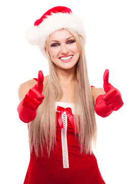 女人打扮成Santa