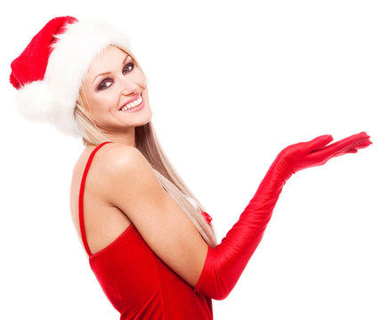 女人打扮成Santa