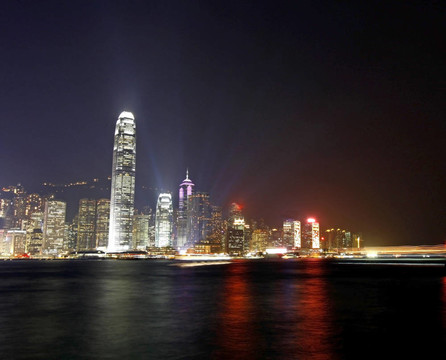 香港的夜景在維多利亞港