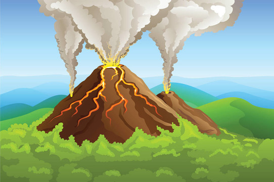 煙在綠山火山