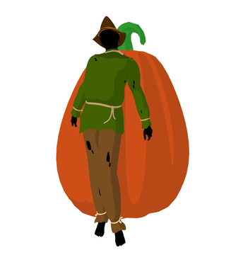 萬圣節(jié)稻草人插畫藝術剪影