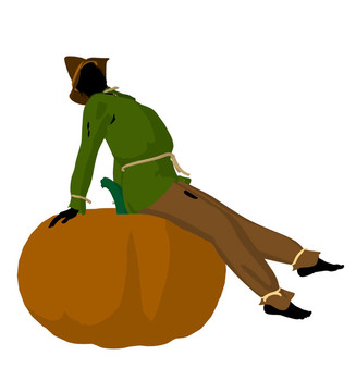 萬(wàn)圣節(jié)稻草人插畫(huà)藝術(shù)剪影