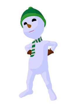 雪孩子插畫藝術剪影