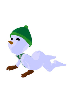 雪孩子插畫藝術(shù)剪影