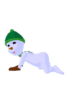 雪孩子插畫藝術剪影