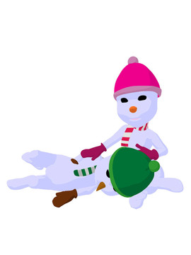 雪孩子和snowgirl對插畫藝術(shù)的剪影