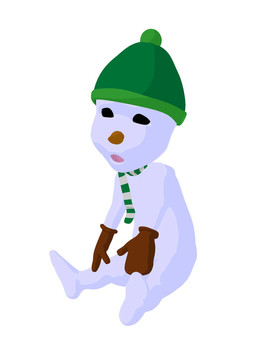 雪孩子插畫藝術剪影
