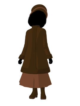 維多利亞女孩插畫剪影