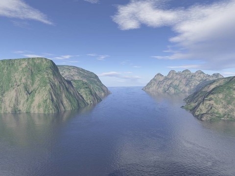 計算機生成山地湖景