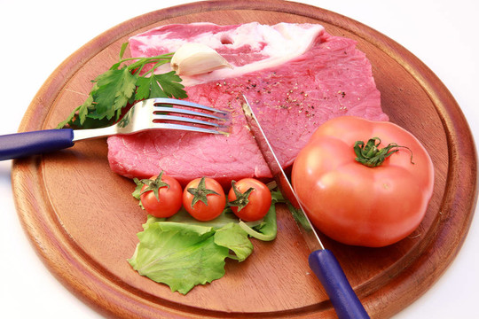 新鮮肉和一些蔬菜