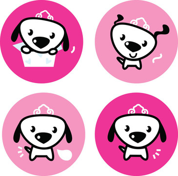 可愛的女犬冠粉紅圖標或按鈕集