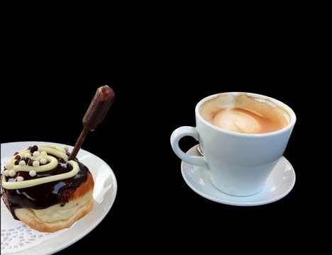 % u0421hocolate甜甜圈和一杯咖啡