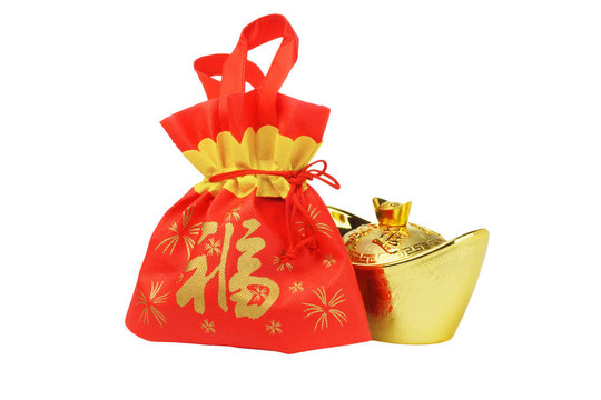 中國(guó)的新年禮品袋和金inpgot裝飾
