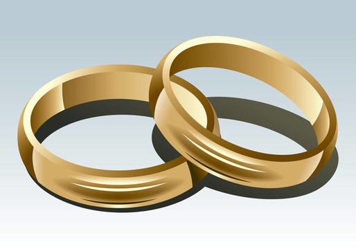 白色背景結(jié)婚戒指。插畫。