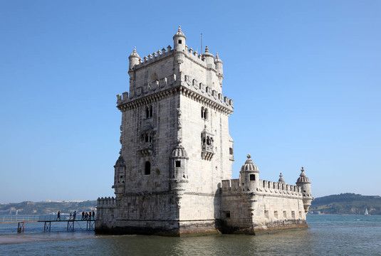 Torre de Belem（貝倫塔）在Lisbon；葡萄牙