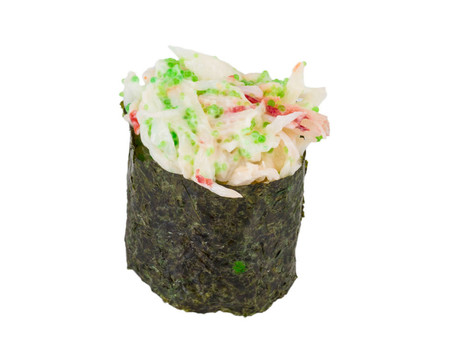 蟹與蟹蝦壽司醬白色隔離B片