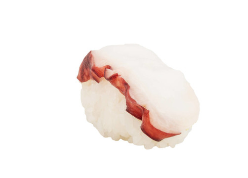 日本壽司與肉章魚在白色背景