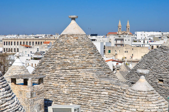 Alberobello s Trulli。普利亞。意大利.