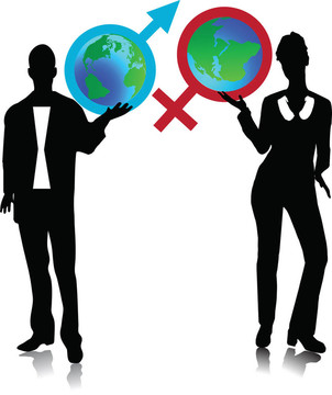 男人和女人拿著地球儀