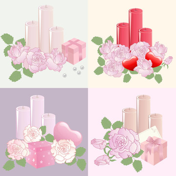 情人節(jié)背景玫瑰和蠟燭
