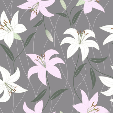 無縫壁紙與lily flower