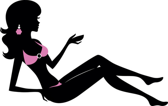 Bikini的女人剪影白色隔離
