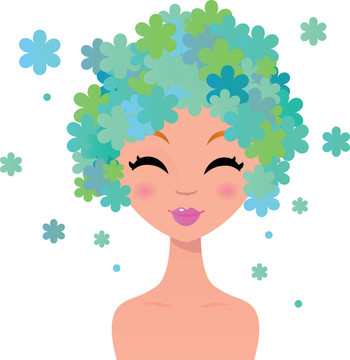 美麗的女人與花發(fā)型
