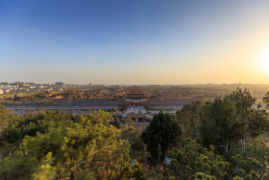 景山俯瞰北京故宮古建筑群