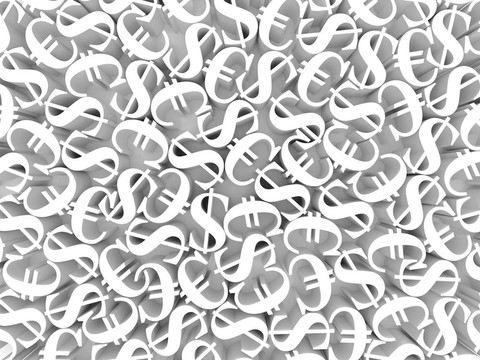 3D符號歐元和美元