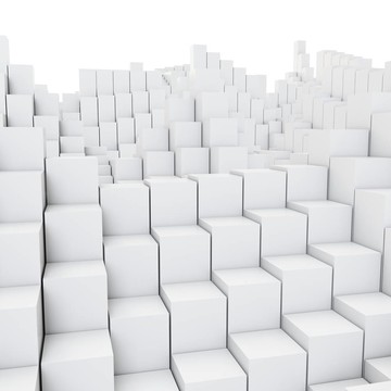 3D抽象光滑白色金屬立方體背景