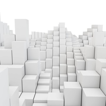 3D抽象光滑白色金屬立方體背景