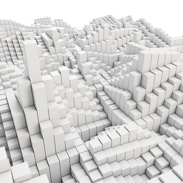 3D抽象光滑白色金屬立方體背景