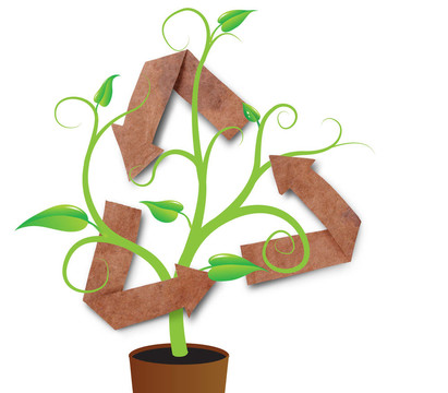 再生植物符號；孤立的