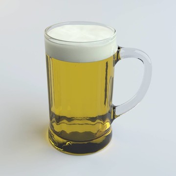 數(shù)字渲染啤酒在玻璃杯