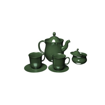Teapot和兩杯茶
