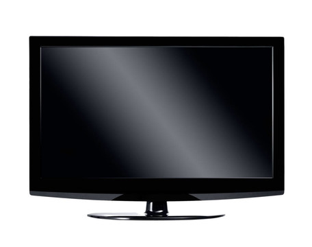 黑色液晶電視屏幕掛在墻上有陰影