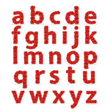 紅玫瑰字體ABC小寫字母。