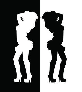 一個(gè)女孩的黑色剪影
