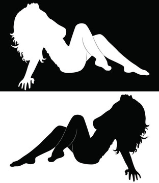 一個(gè)女孩的黑色剪影