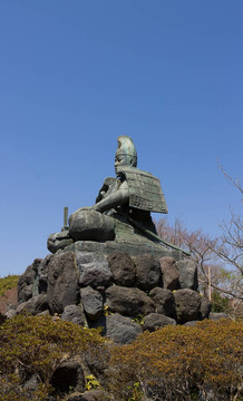 在鐮倉的Minamoto Yoritomo雕像；日本