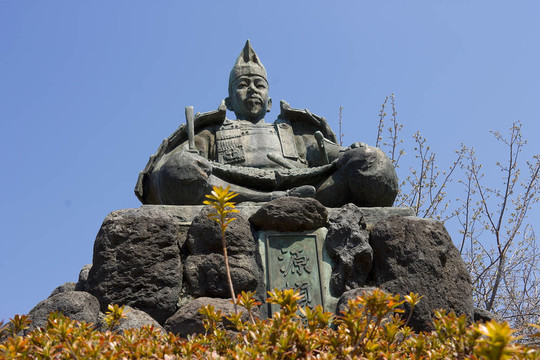 在鐮倉的Minamoto Yoritomo雕像；日本