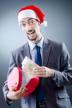 Santa與歐元紙幣