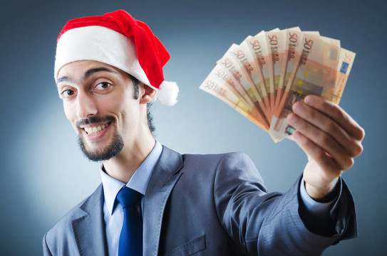 Santa與歐元紙幣