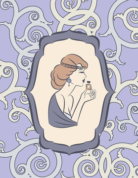 復(fù)古時(shí)尚女孩香水。