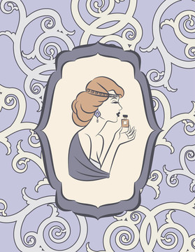 復(fù)古時尚女孩香水。