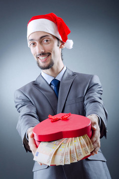 Santa與歐元紙幣