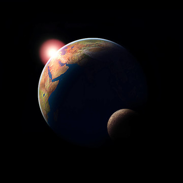 行星地球太陽和月亮