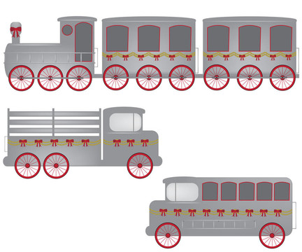 復(fù)古的火車，卡車和公共汽車的說明；