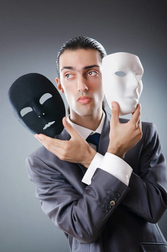 工業(yè)espionate概念與蒙面的商人