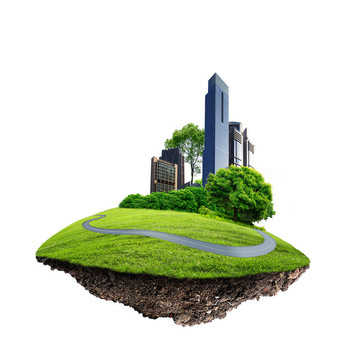 自然景觀包圍的現(xiàn)代城市